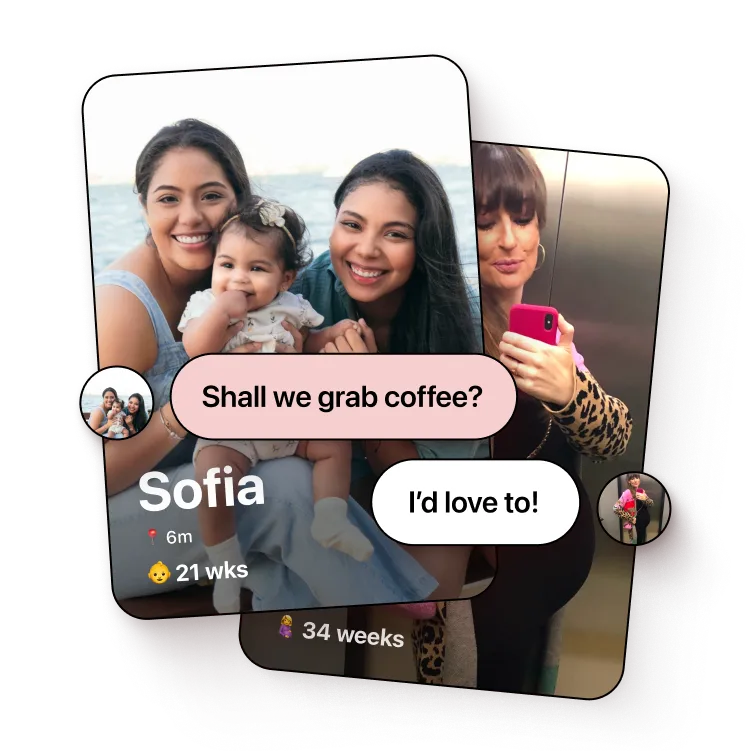 two profile cards of women connecting